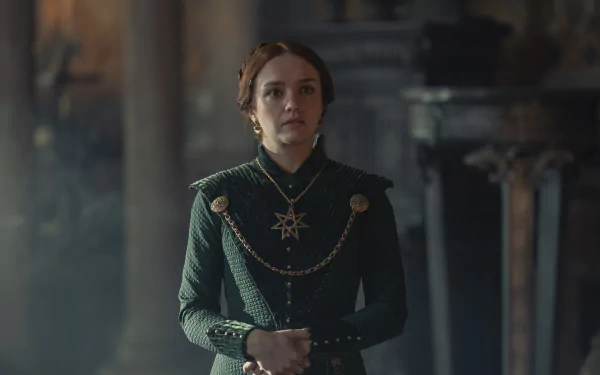 Alicent Hightower portrayed by Olivia Cooke in House of the Dragon wallpaper in high definition for desktop background.