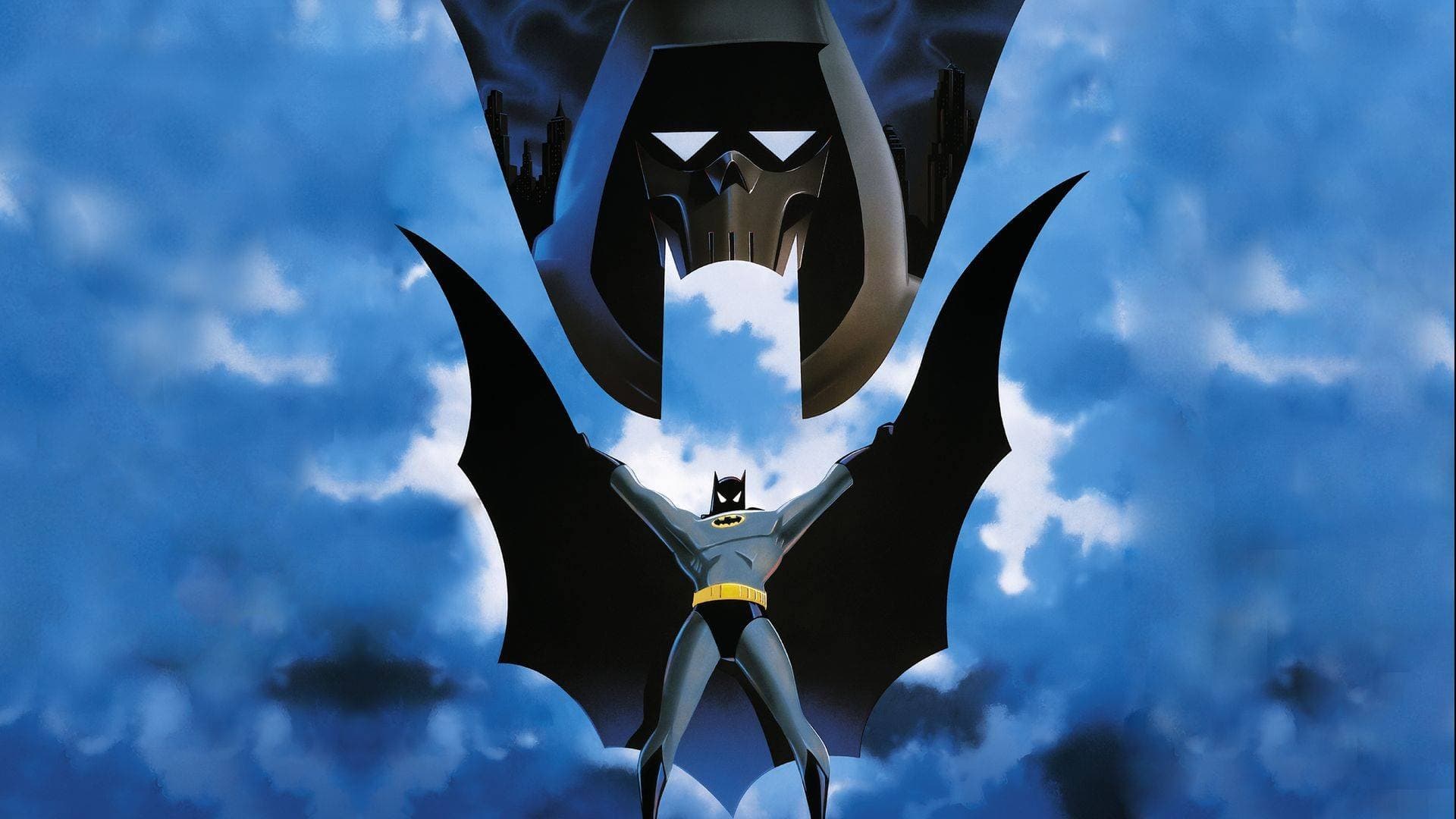 A high-definition desktop wallpaper featuring Batman: Mask of the Phantasm movie theme with a striking background.