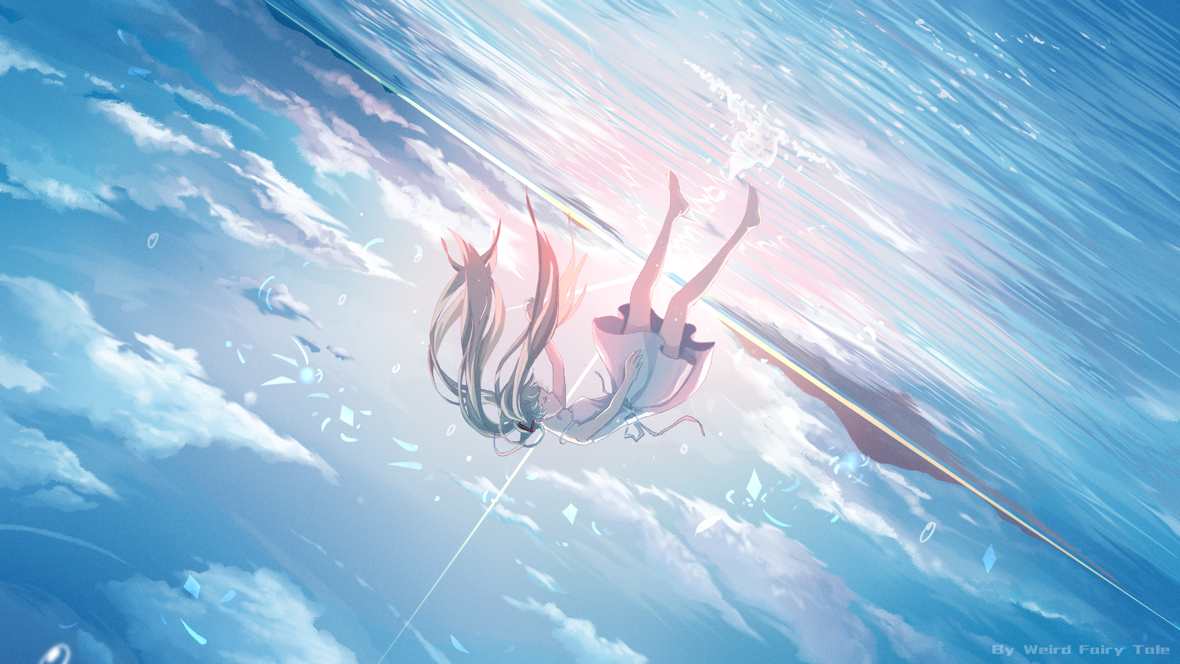 girl falling from sky drawing