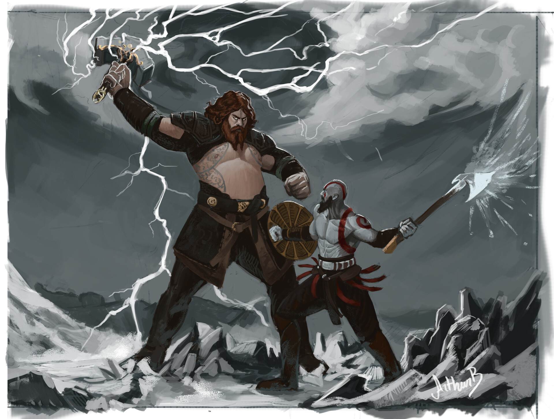 God of War Ragnarok - Kratos vs. Thor by George Quadros