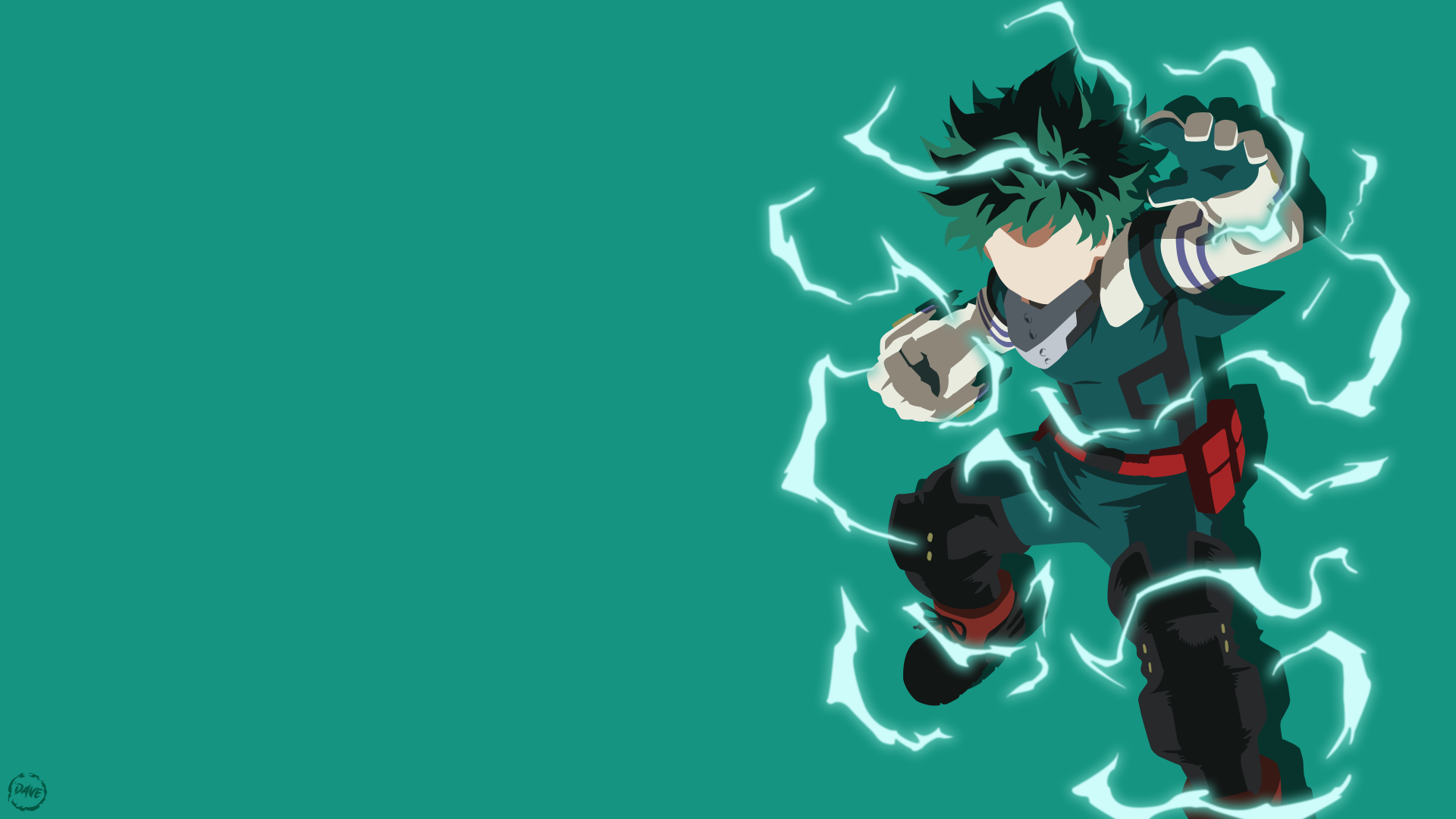 Izuku Midoriya from My Hero Academia in dynamic pose with electric blue energy, depicted in vibrant 4K Ultra HD anime style for PC desktop wallpaper.