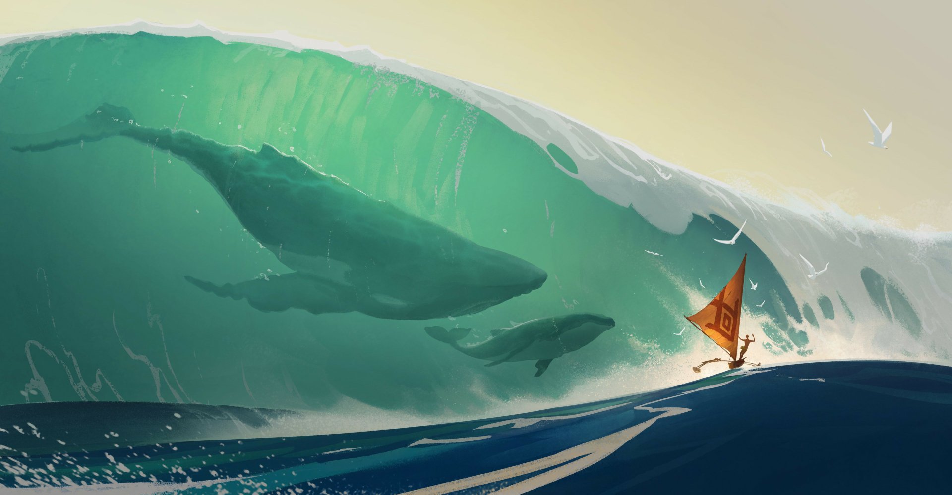 Download Wave Fantasy Whale HD Wallpaper by Tuomas Korpi