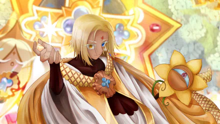 Pure Vanilla Cookie (Cookie Run) in golden robes, from the video game COOKIE RUN: KINGDOM — 4K Ultra HD PC desktop wallpaper.