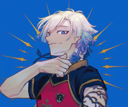 HD PC desktop wallpaper featuring Michael Kaiser from the anime Blue Lock, showcasing his confident expression against a vibrant blue background.