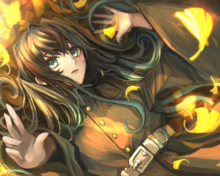 HD anime wallpaper featuring Muichiro Tokito from Demon Slayer: Kimetsu no Yaiba, with dynamic lighting and flowing hair elements.