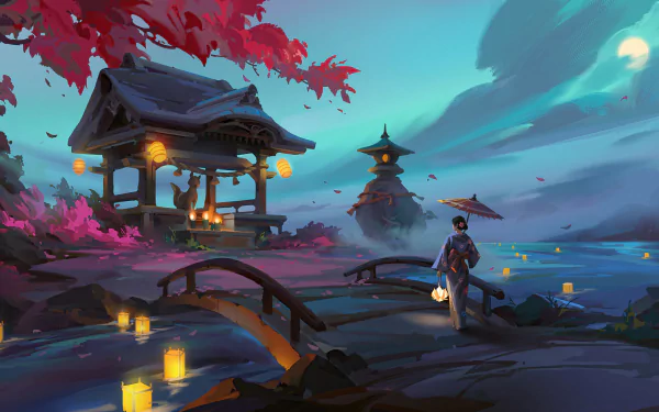 An enchanting Oriental-inspired fantasy HD desktop wallpaper and background.