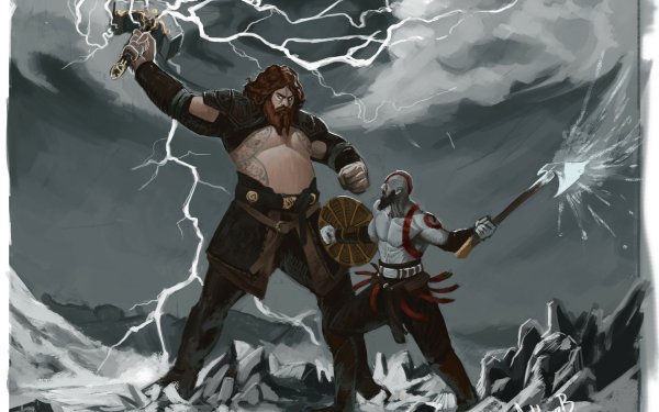 Video Game God of War: Ragnarök God of War Thor Kratos HD Wallpaper | Background Image