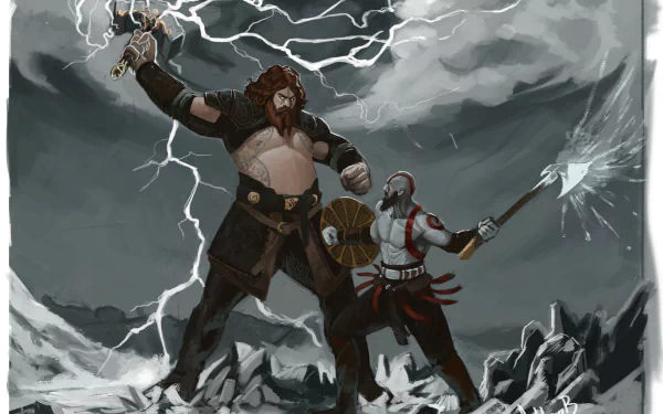  Thor versus Kratos by Arthur Barros