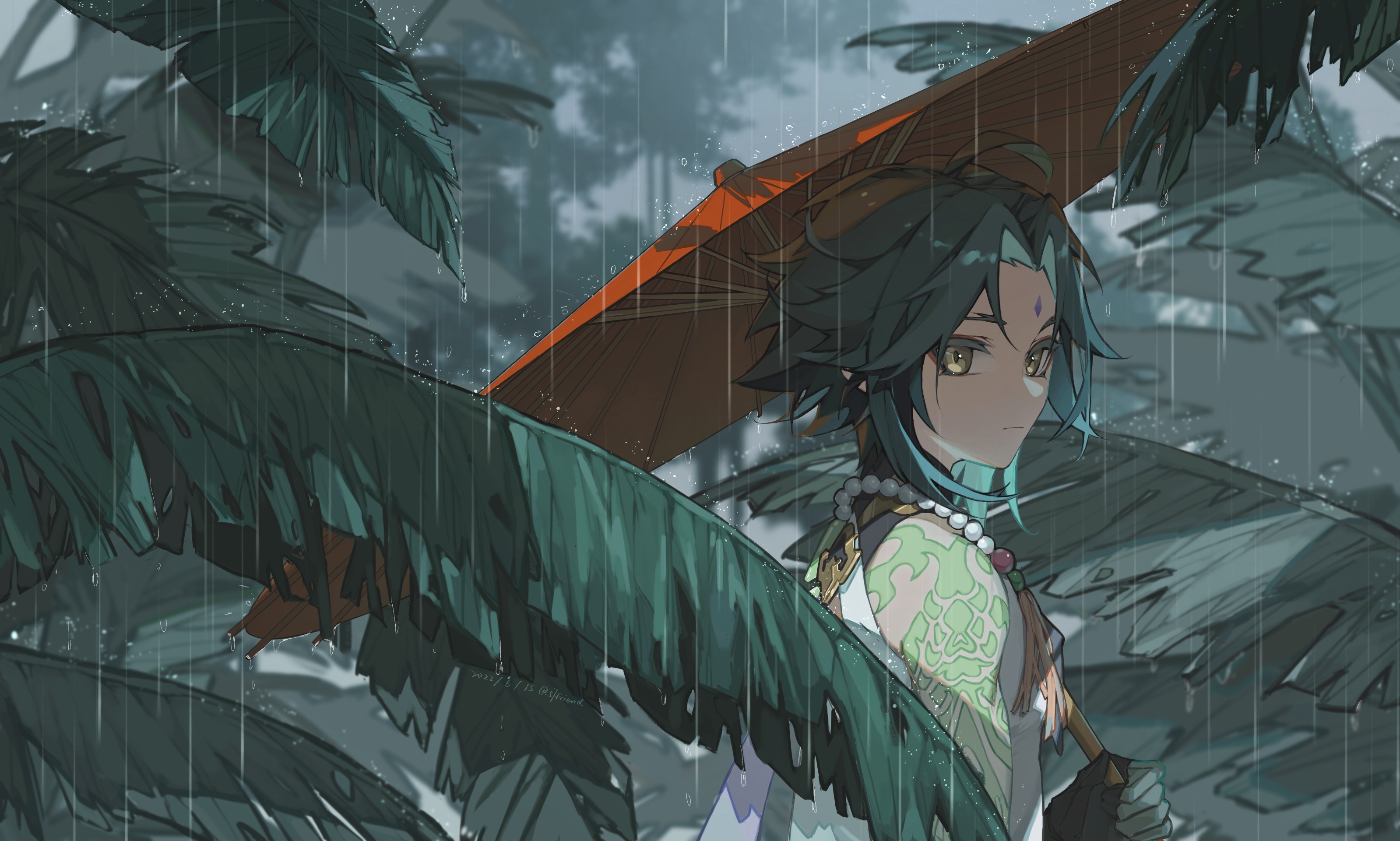 Xiao in Rain: Genshin Impact HD Wallpaper by 57friend