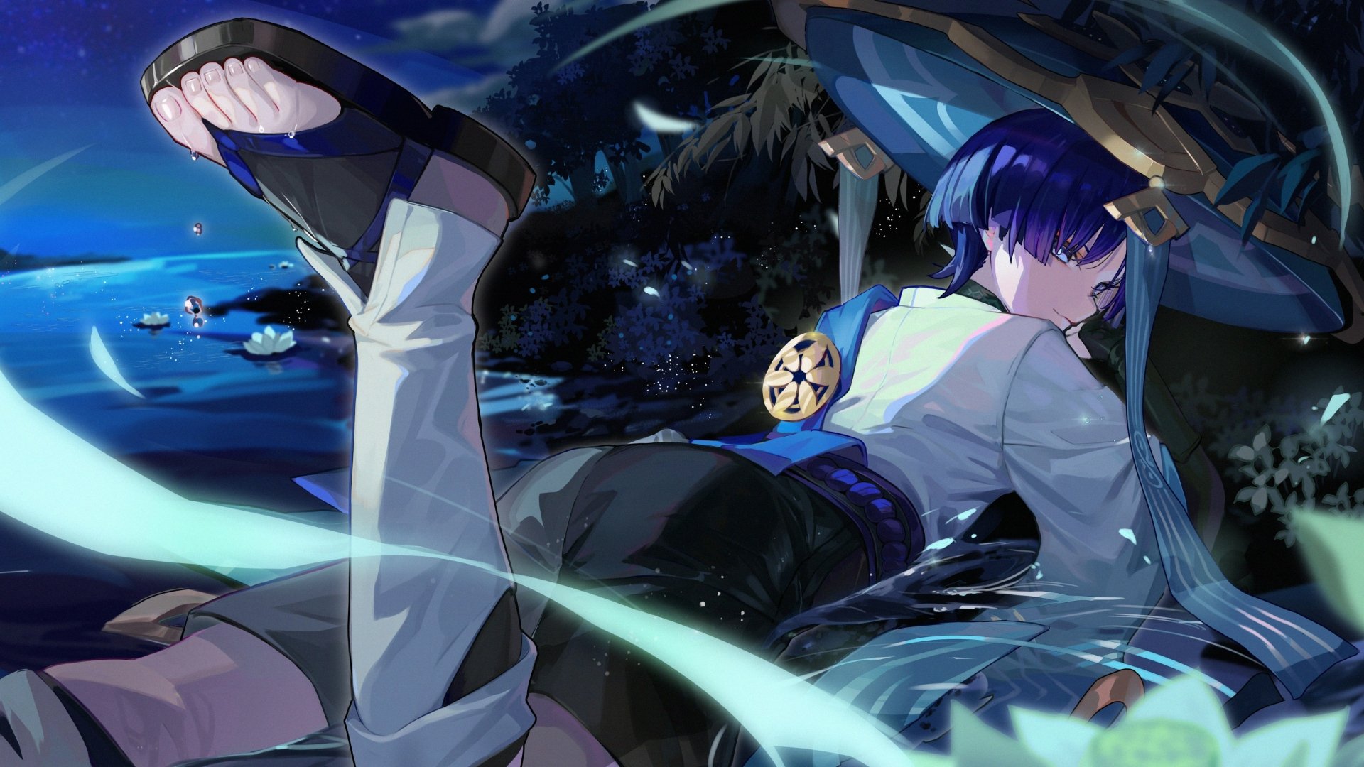 4K Ultra HD PC wallpaper featuring Scaramouche from the video game Genshin Impact, showcasing the character in a dynamic pose with vibrant colors and detailed background.