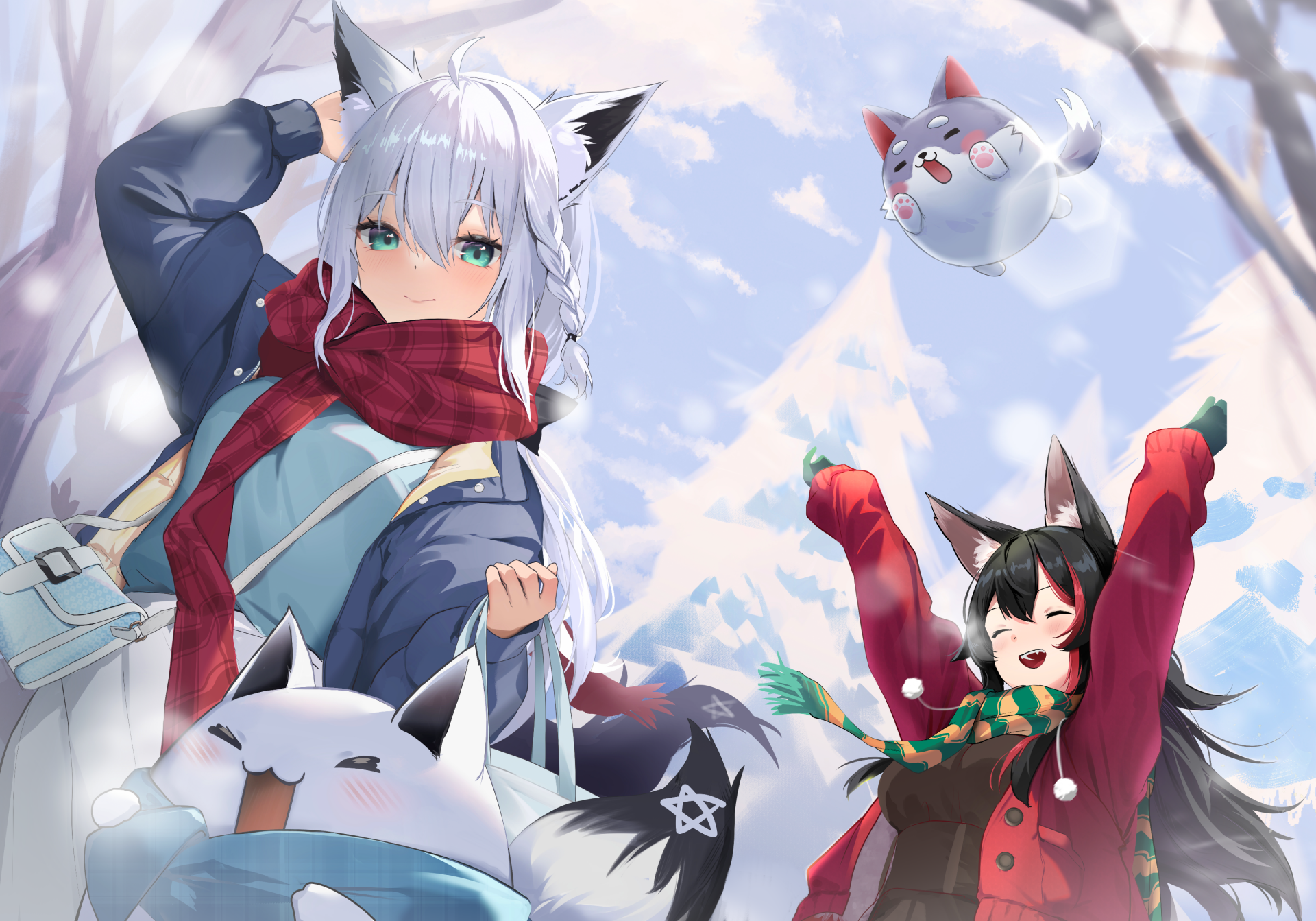 Download Hololive Shirakami Fubuki Ookami Mio Anime Virtual Youtuber HD Wallpaper by MiaoHiK
