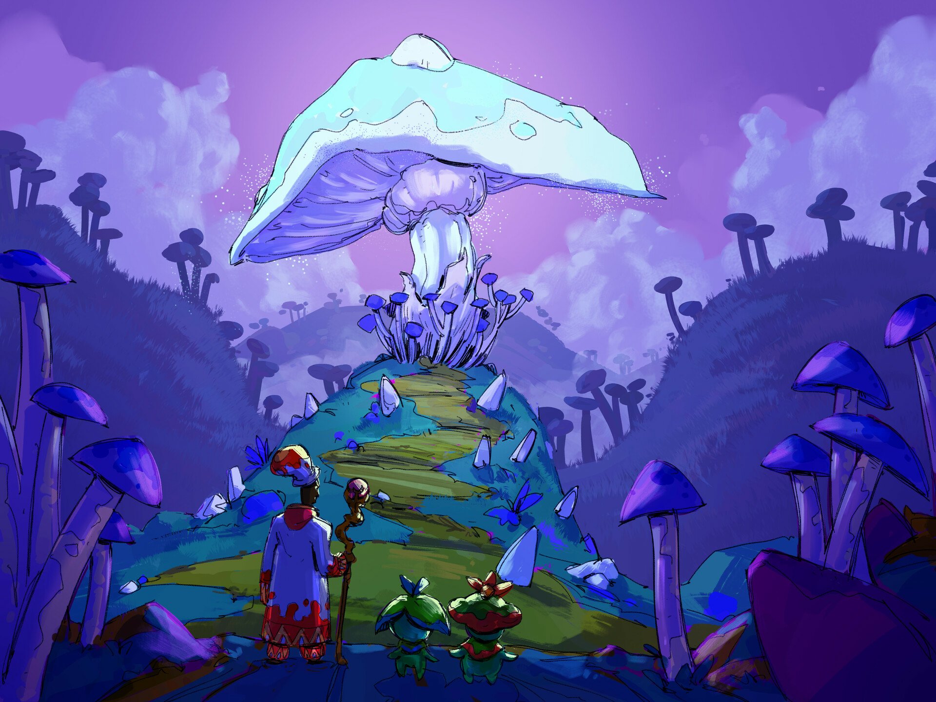 Download Mushroom Fantasy People HD Wallpaper by George Brad