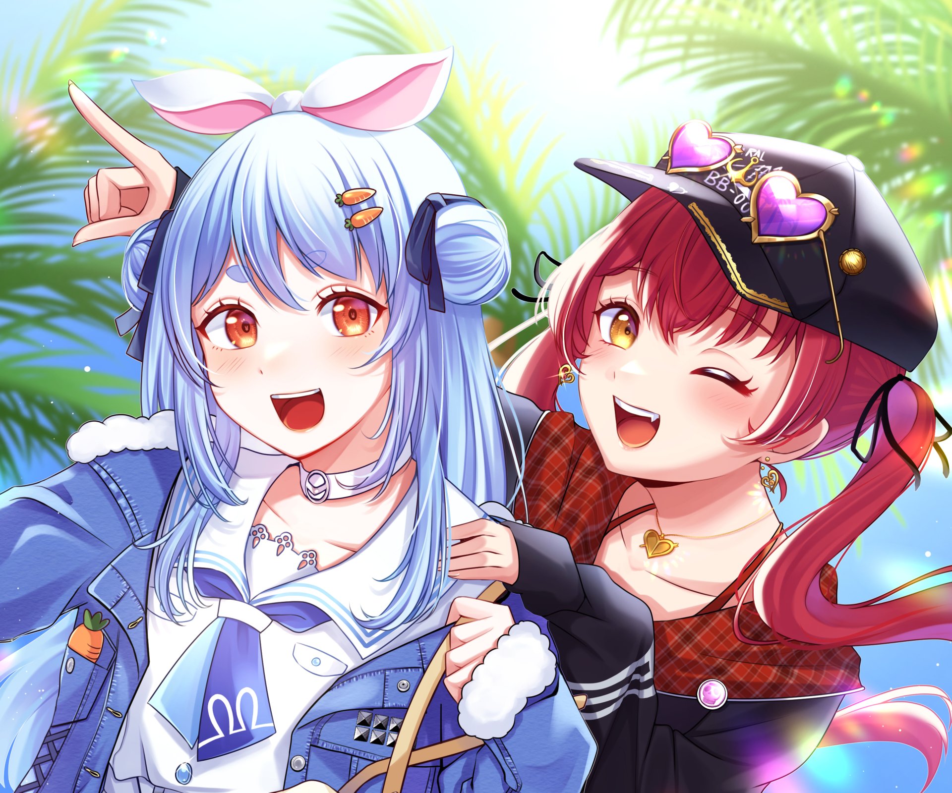 Download Hololive Usada Pekora Houshou Marine Anime Virtual Youtuber HD Wallpaper by saaanii