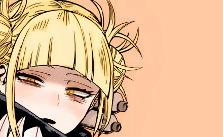 HD PC desktop wallpaper featuring Himiko Toga from My Hero Academia: Two Heroes in anime style, showcasing her distinctive blonde hair and expressive eyes.
