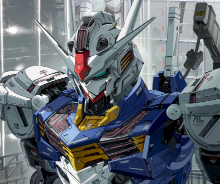 HD PC desktop wallpaper featuring the detailed anime mecha XVX-016 Gundam Aerial from Mobile Suit Gundam: The Witch from Mercury.