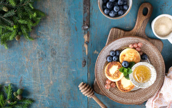 A scrumptious breakfast spread featuring delicious food items, set as a high-definition desktop wallpaper and background.