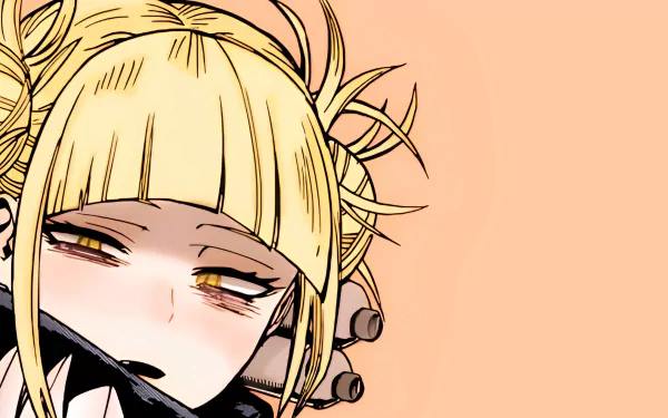 HD PC desktop wallpaper featuring Himiko Toga from My Hero Academia: Two Heroes in anime style, showcasing her distinctive blonde hair and expressive eyes.