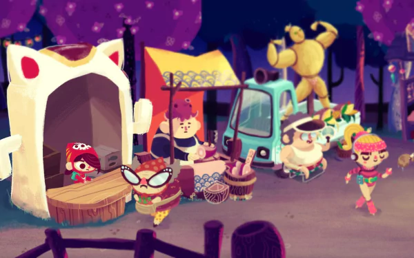 video game Mineko's Night Market HD Desktop Wallpaper | Background Image
