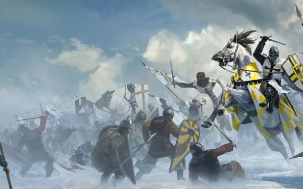 A majestic fantasy knight depicted in stunning HD desktop wallpaper.