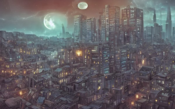 City Lovecraft AI Art HD Wallpaper | Background Image