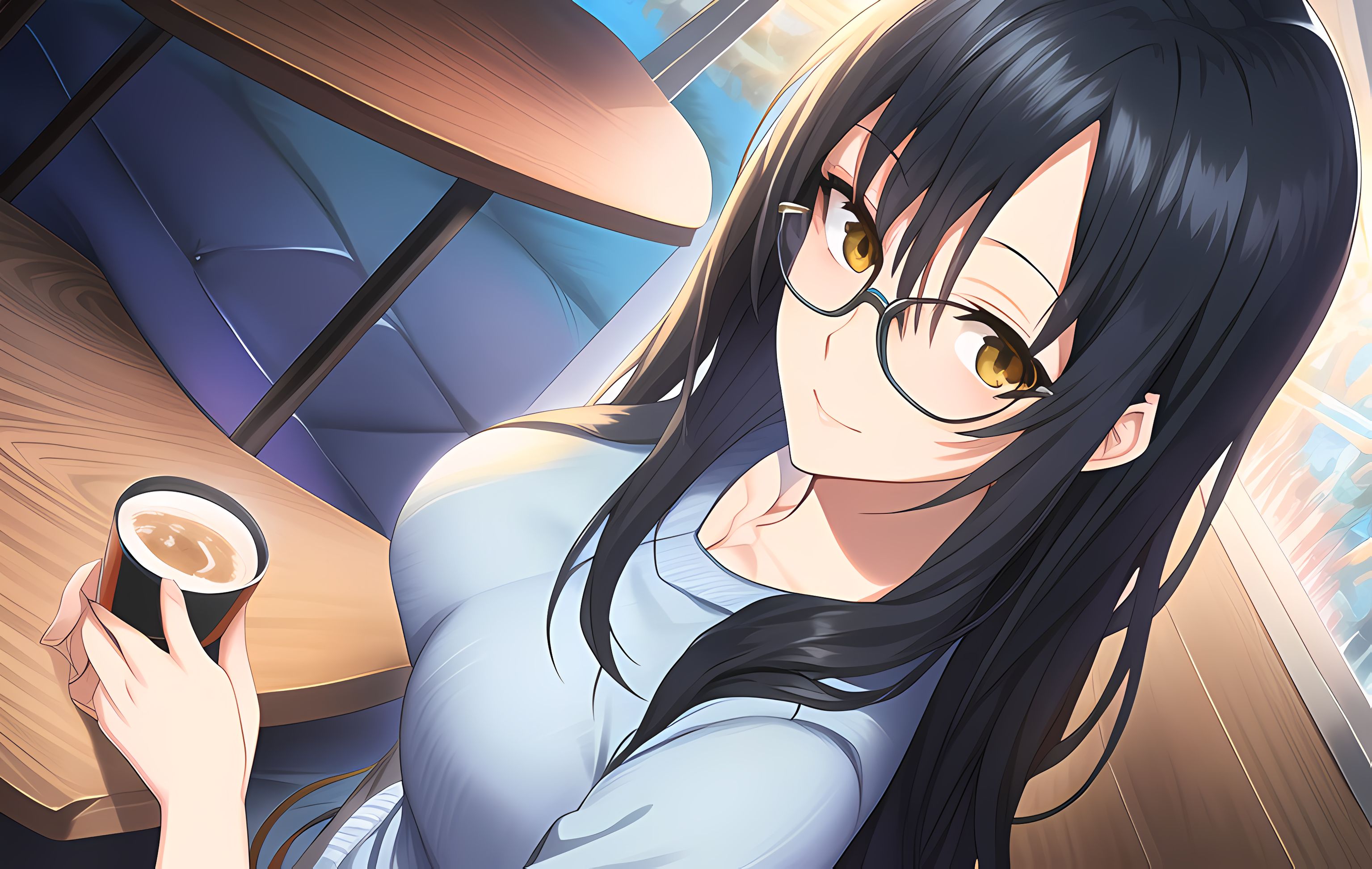 Anime Girl Drink Coffee, Anime Coffee Shop HD wallpaper | Pxfuel