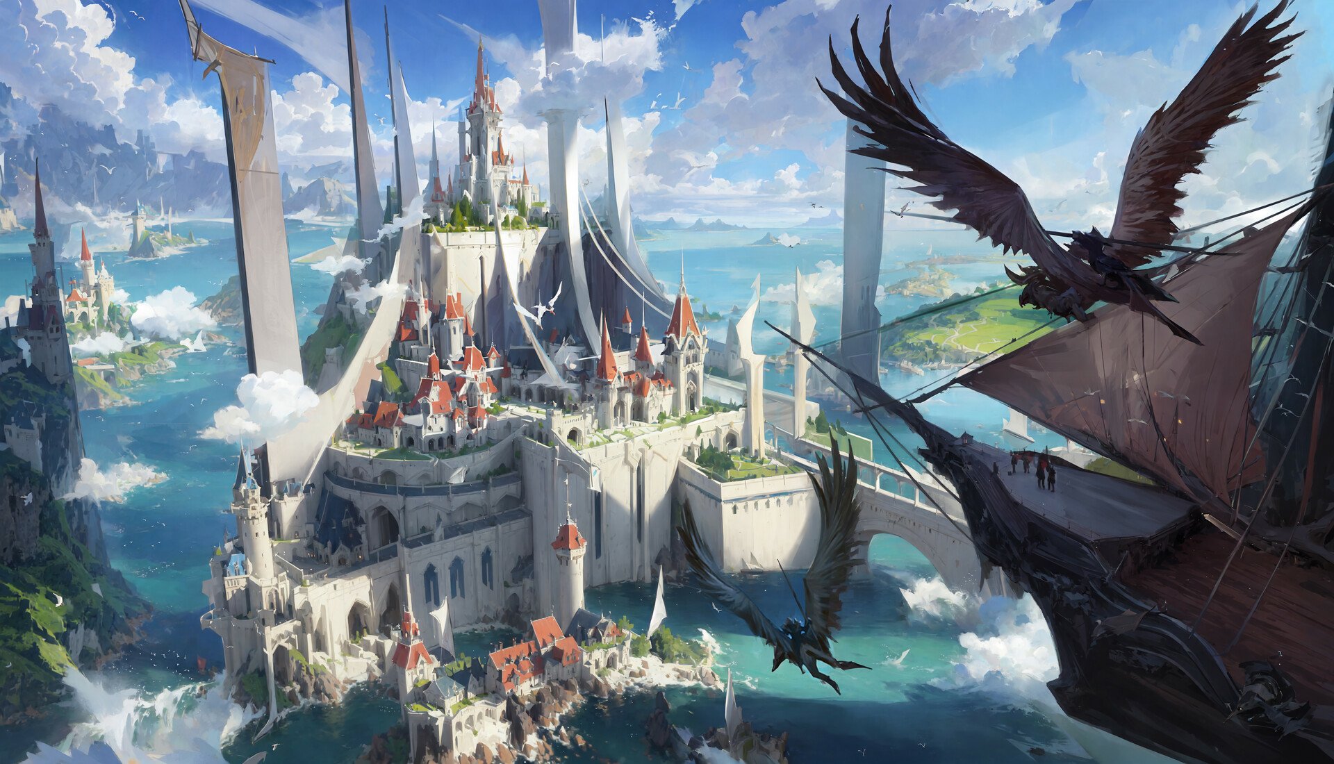 Download Fantasy City HD Wallpaper By Zhi Yang