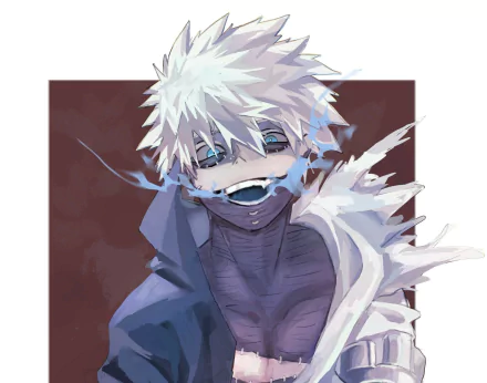 HD anime wallpaper featuring Dabi from My Hero Academia with distinctive spiky white hair and a dark, stitched appearance against a muted background.