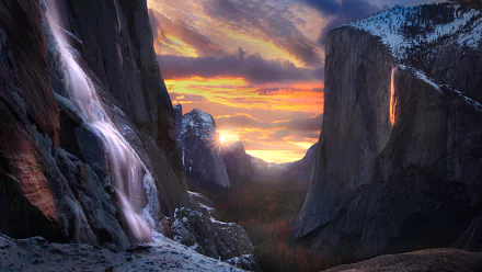  'Firefall' on Horsetail Fall, Yosemite National Park, California by Jeff Lewis