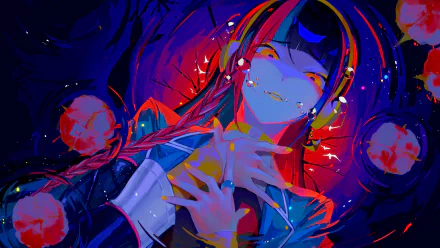 4K Ultra HD anime-style wallpaper featuring Harusaruhi, a Virtual YouTuber, with vibrant colors and a dynamic, glowing background.