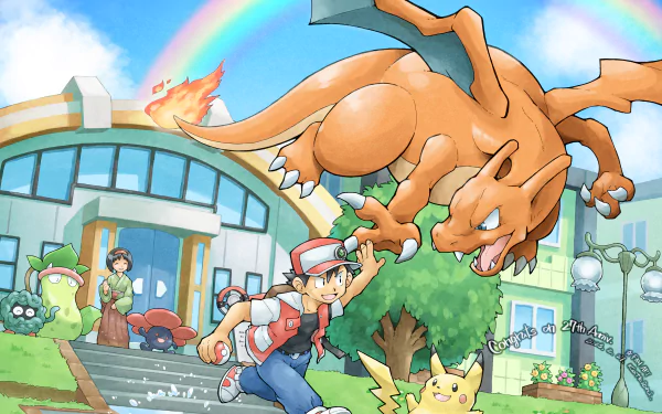 Red (Pokémon) Charizard (Pokémon) video game Pokemon: Red and Blue HD Desktop Wallpaper | Background Image