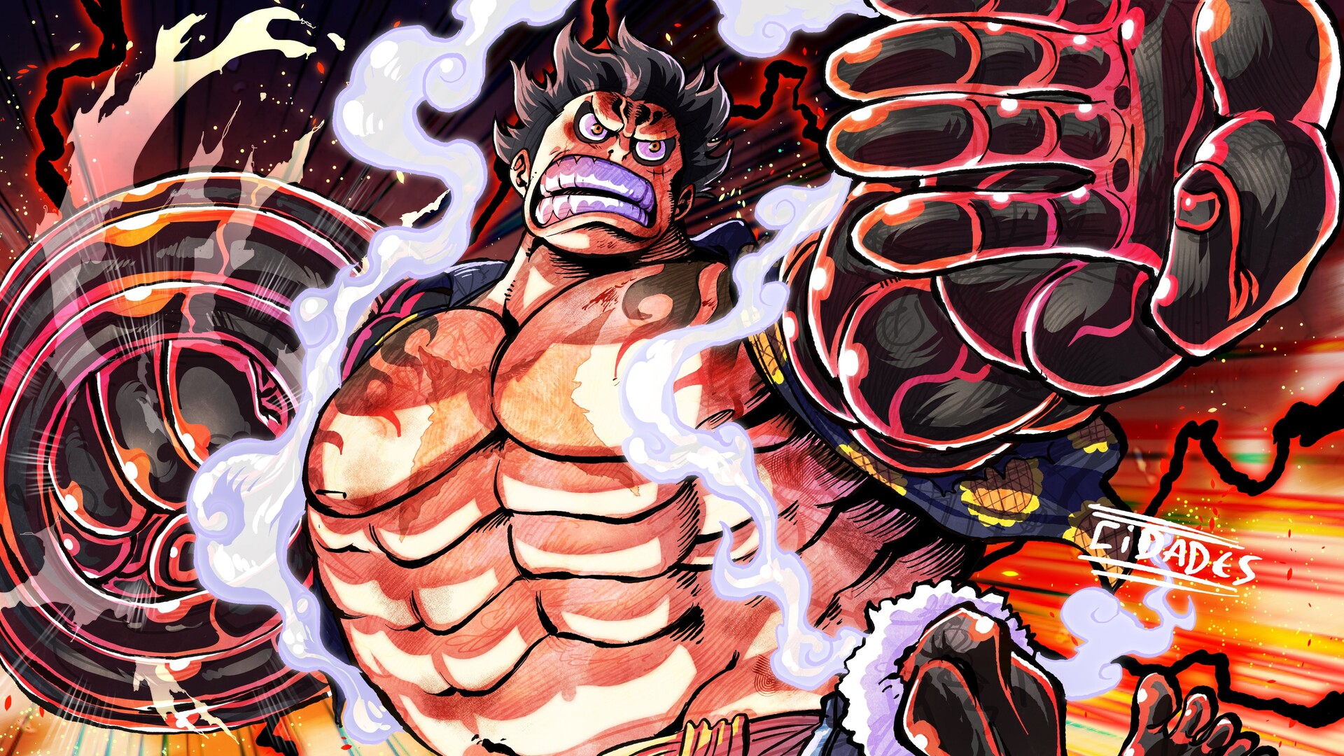 Download Luffy Gear 4 Action Portrait Wallpaper | Wallpapers.com