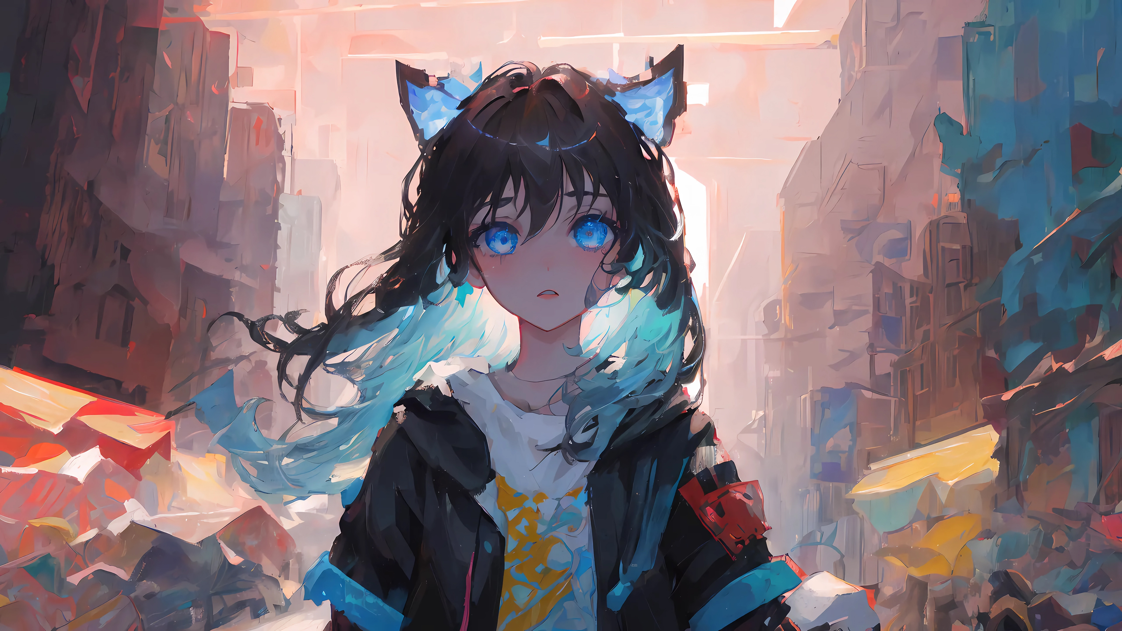 Girl wearing cat ear hoodie anime illustration, anime, anime girls, MX  shimmer, HD wallpaper | Wallpaperbetter