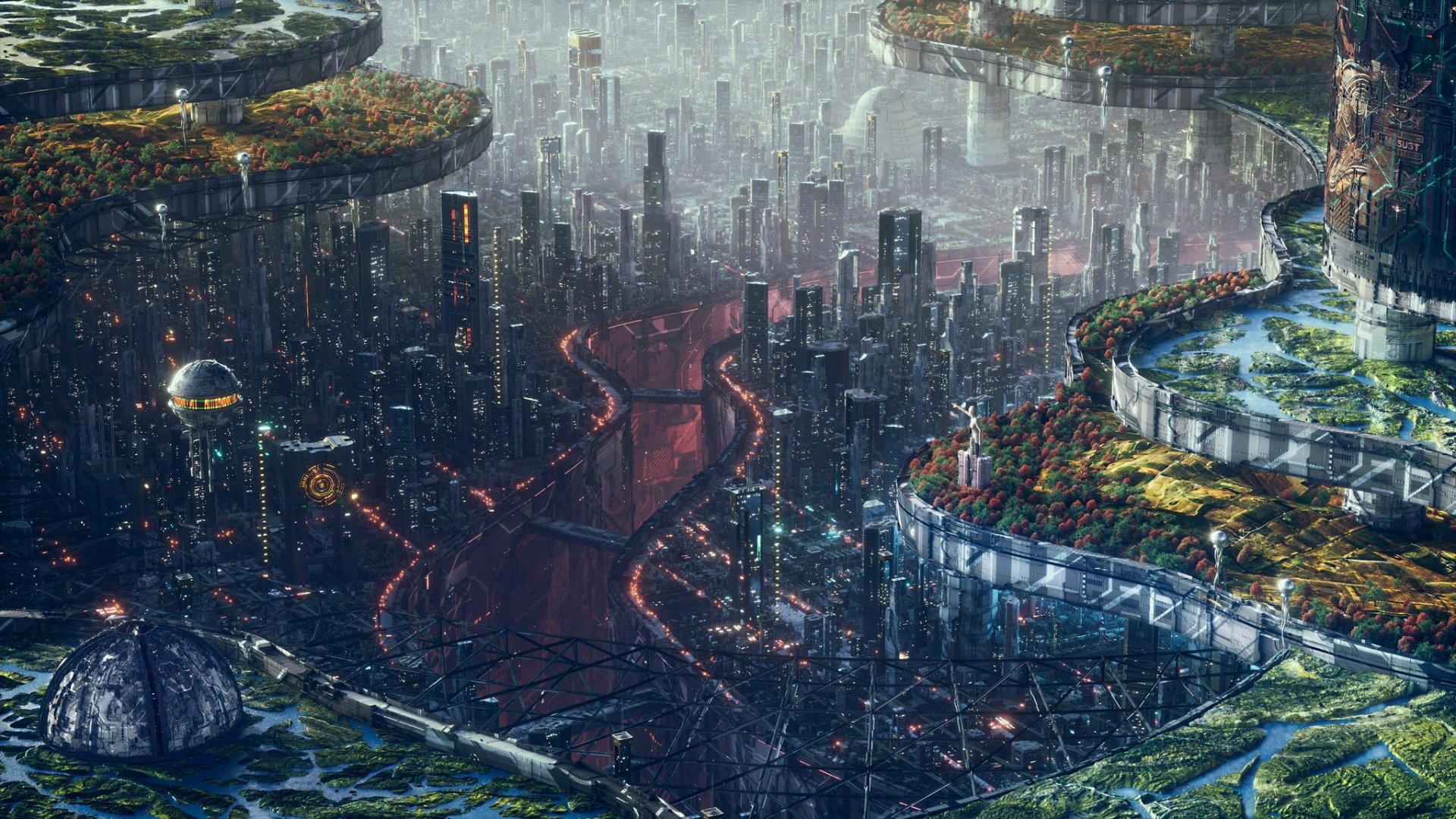 Isometric Cyberpunk City Wallpaper by patrika