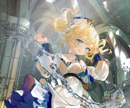 4K Ultra HD desktop wallpaper featuring Barbara from the video game Genshin Impact, depicted with flowing blonde hair and vibrant blue eyes in a dynamic pose.