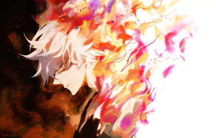 HD wallpaper featuring Gabimaru from Hell's Paradise anime, with vibrant flames and intricate details, making a striking background.