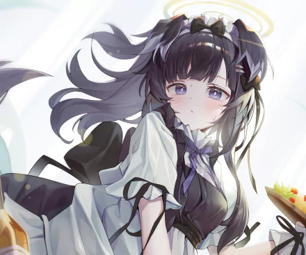 HD PC desktop wallpaper featuring Nekozuka Hibiki from the video game Blue Archive with soft lighting and detailed character design.