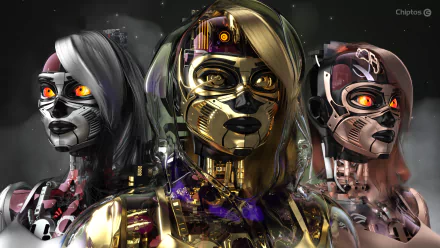  Chiptos X 3D Robot Girl Mirai Robot Woman 4K NFT Wallpaper Desktop Background Precious Metals