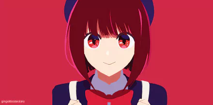 Kana Arima from the anime Oshi no Ko in vibrant 4K Ultra HD, depicted with red hair and a school uniform, designed as a PC desktop wallpaper background.