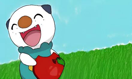  Oshawott eating an Apple | Official Wallpaper