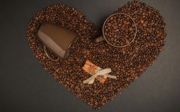 heart-shaped coffee beans food coffee HD Desktop Wallpaper | Background Image