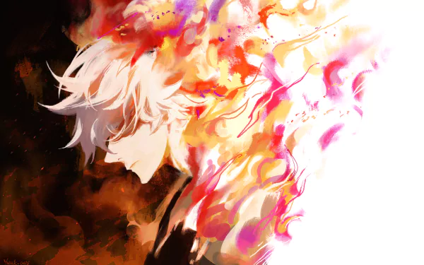 HD wallpaper featuring Gabimaru from Hell's Paradise anime, with vibrant flames and intricate details, making a striking background.