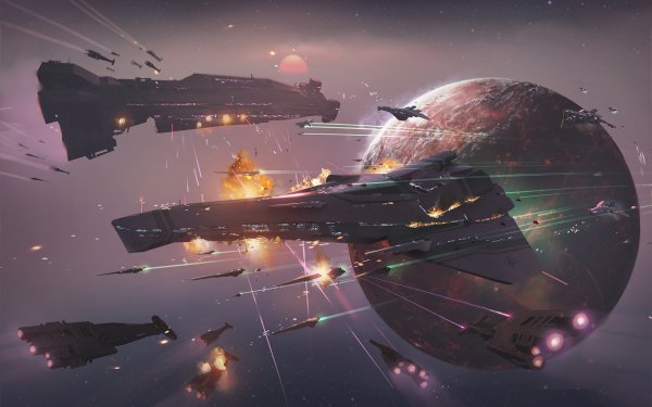 Sci Fi War Spaceship Battle HD Wallpaper | Background Image