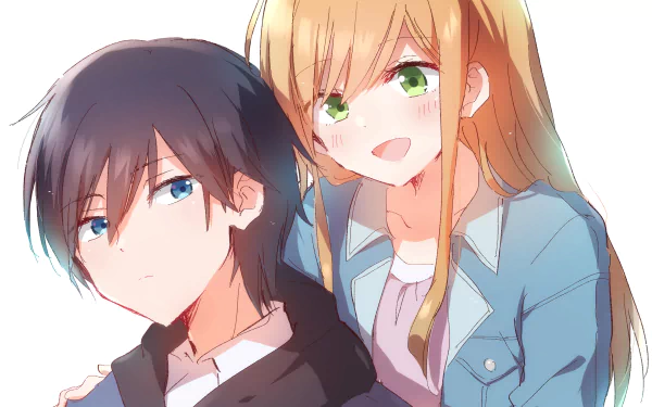 HD anime desktop wallpaper featuring Akane Kinoshita and Akito Yamada from My Love Story With Yamada-kun at Lv999, showcasing vibrant colors and expressive character designs.