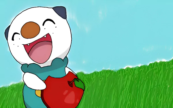  Oshawott eating an Apple | Official Wallpaper