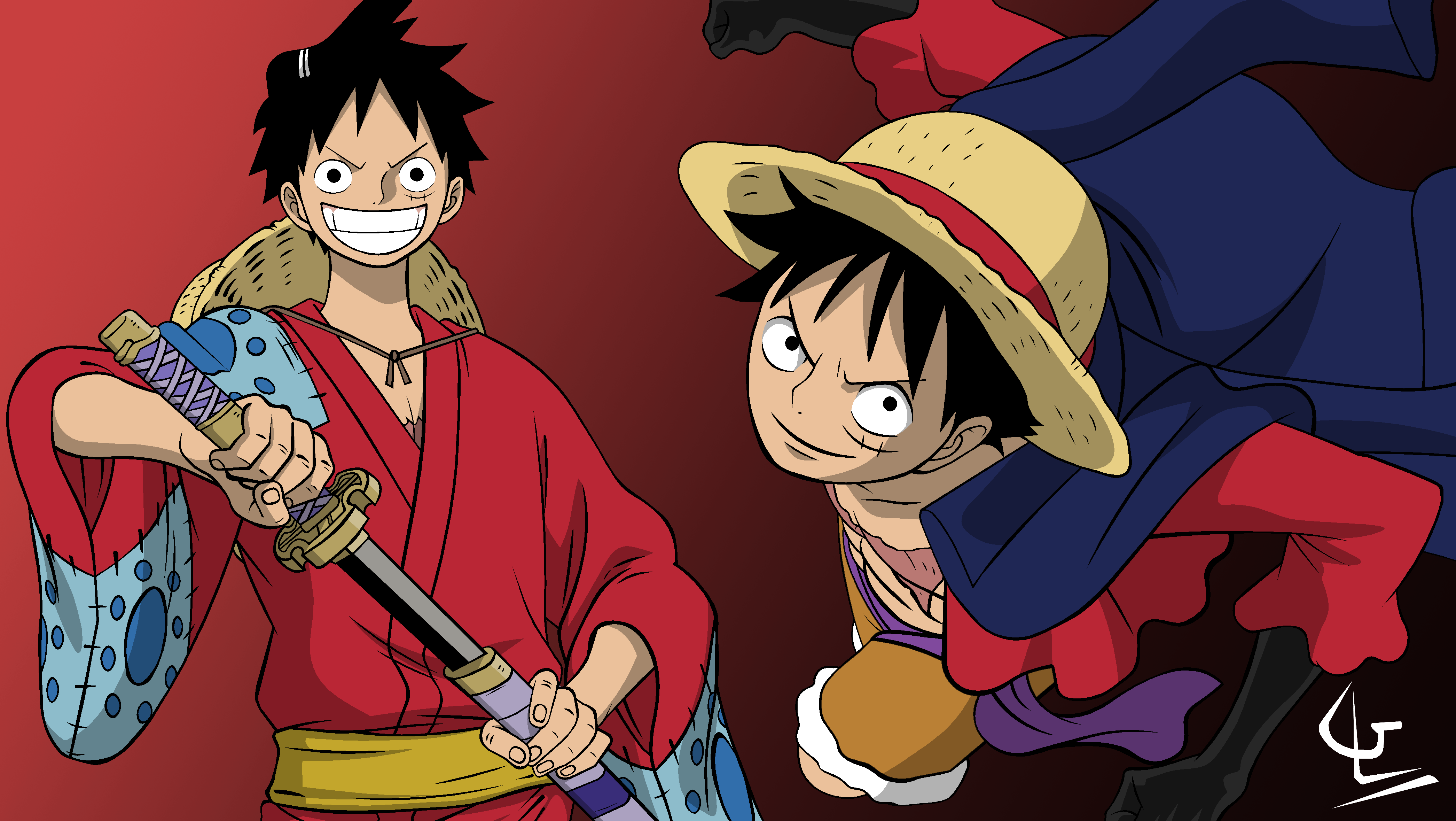 One Piece, Wano, Android, Android backgrounds, Luffy, Luffy Cape