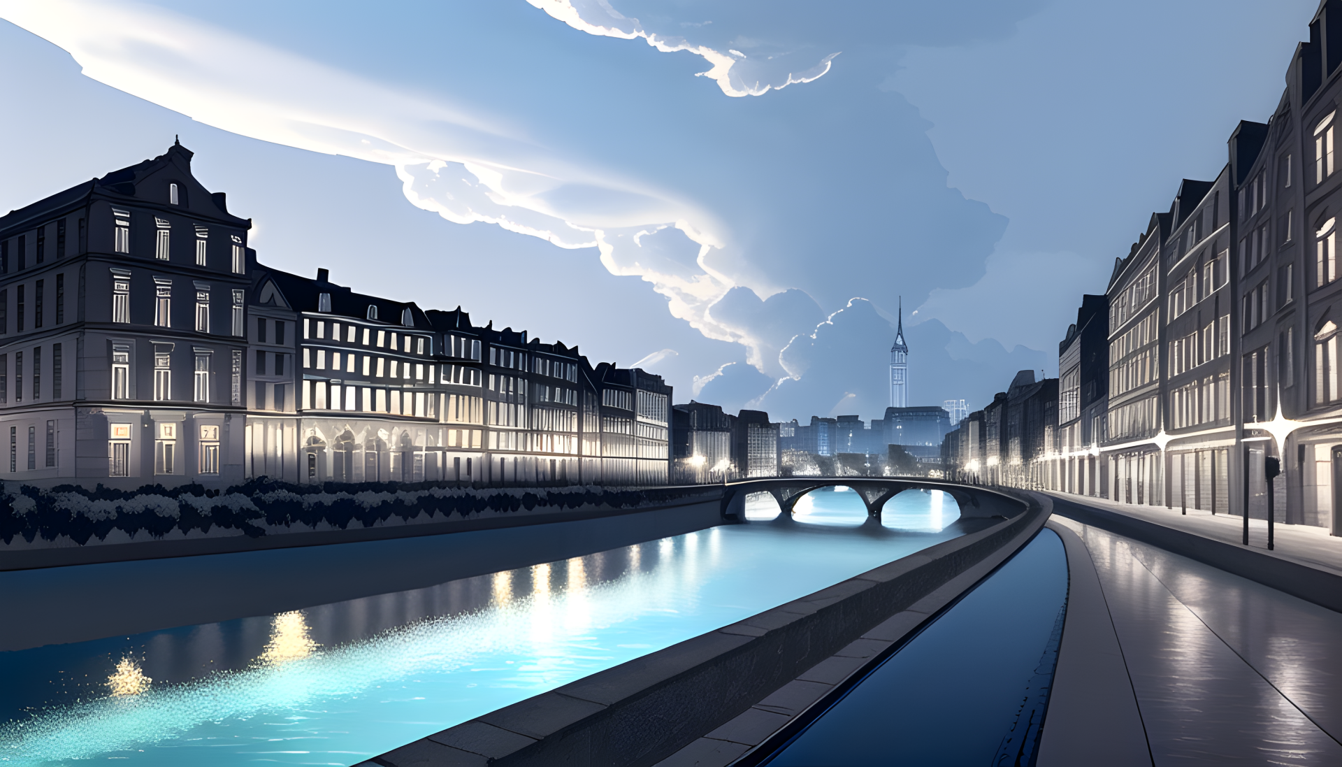 City in evening by CptGui