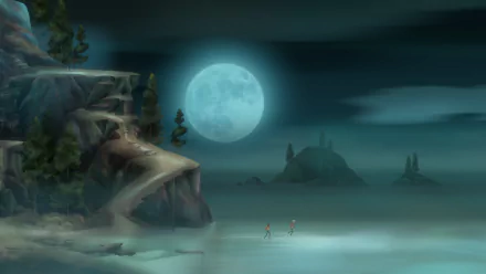 HD wallpaper of Oxenfree II: Lost Signals game featuring a moonlit beach scene with characters and a serene ocean.