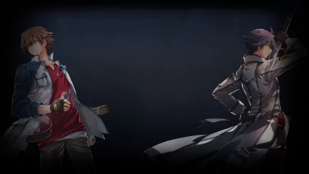 HD desktop wallpaper featuring two characters from The Legend of Heroes: Trails into Reverie, set against a dark background.