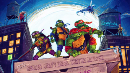 Michelangelo (TMNT) Raphael (TMNT) Donatello (TMNT) Leonardo (TMNT) movie Teenage Mutant Ninja Turtles: Mutant Mayhem HD Desktop Wallpaper | Background Image