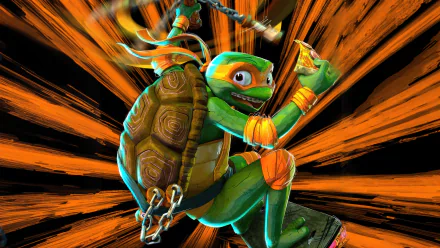 Michelangelo (TMNT) movie Teenage Mutant Ninja Turtles: Mutant Mayhem HD Desktop Wallpaper | Background Image